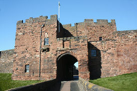 castle gateway protected by portcullis - carlisle castle